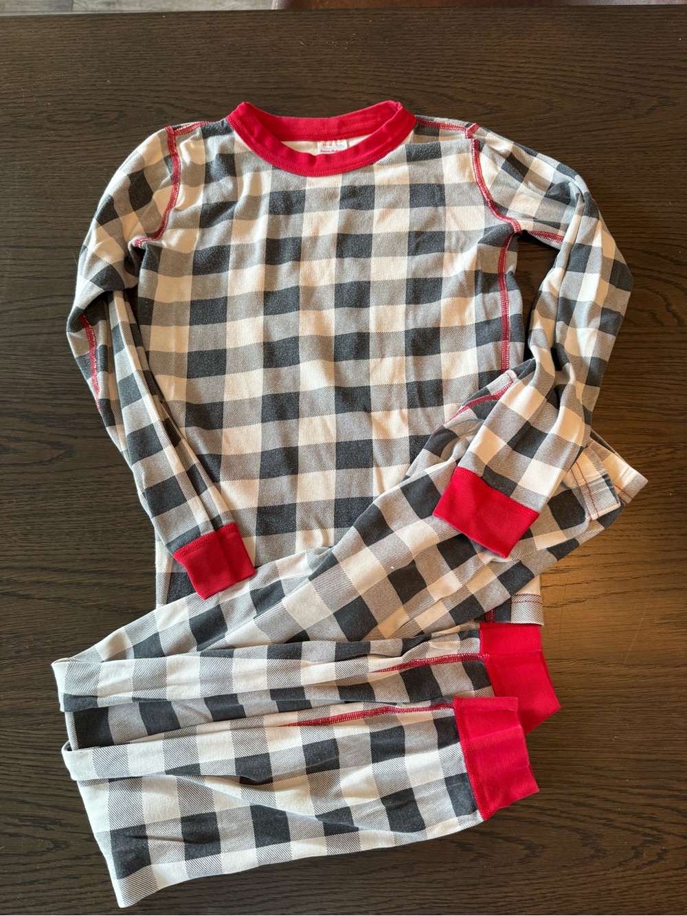 Hanna andersson 12 Buffalo Check Pajama Set with Red Trim